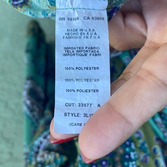 EUC KAREN KANE Long Sleeve Multicolored Paisley Tie-Neck Blouse Medium - Picture 3 of 10